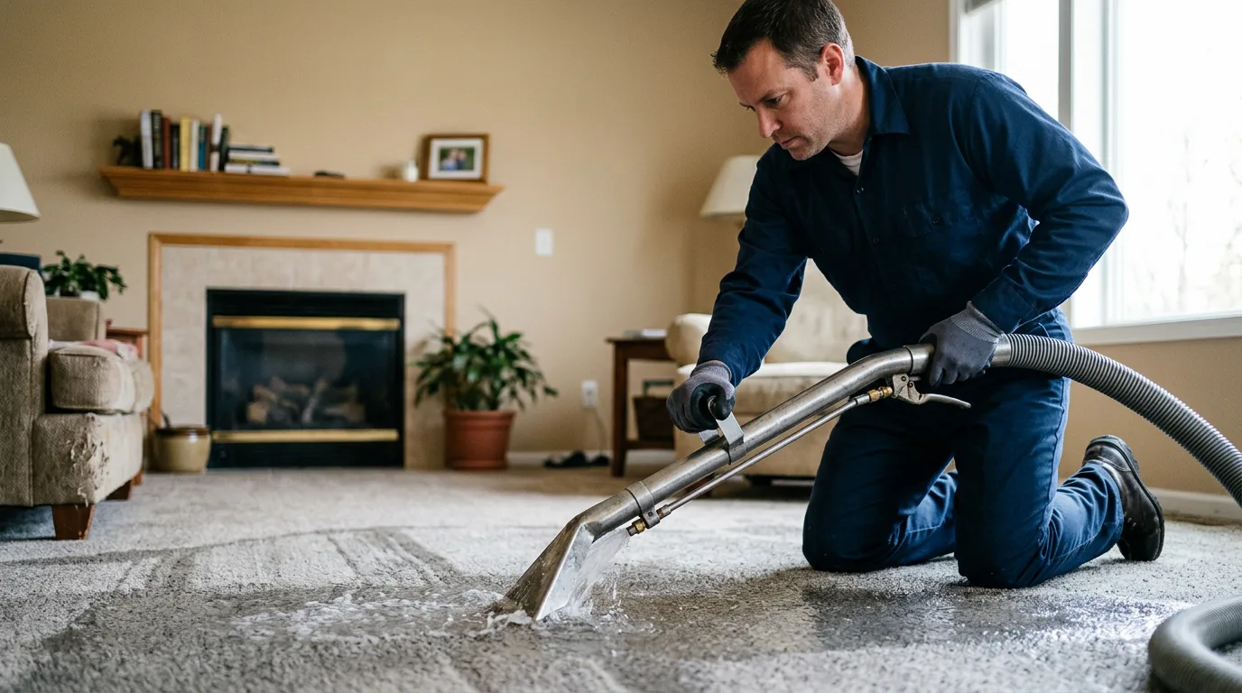Water damage restoration technician working near Fredericksburg, TX